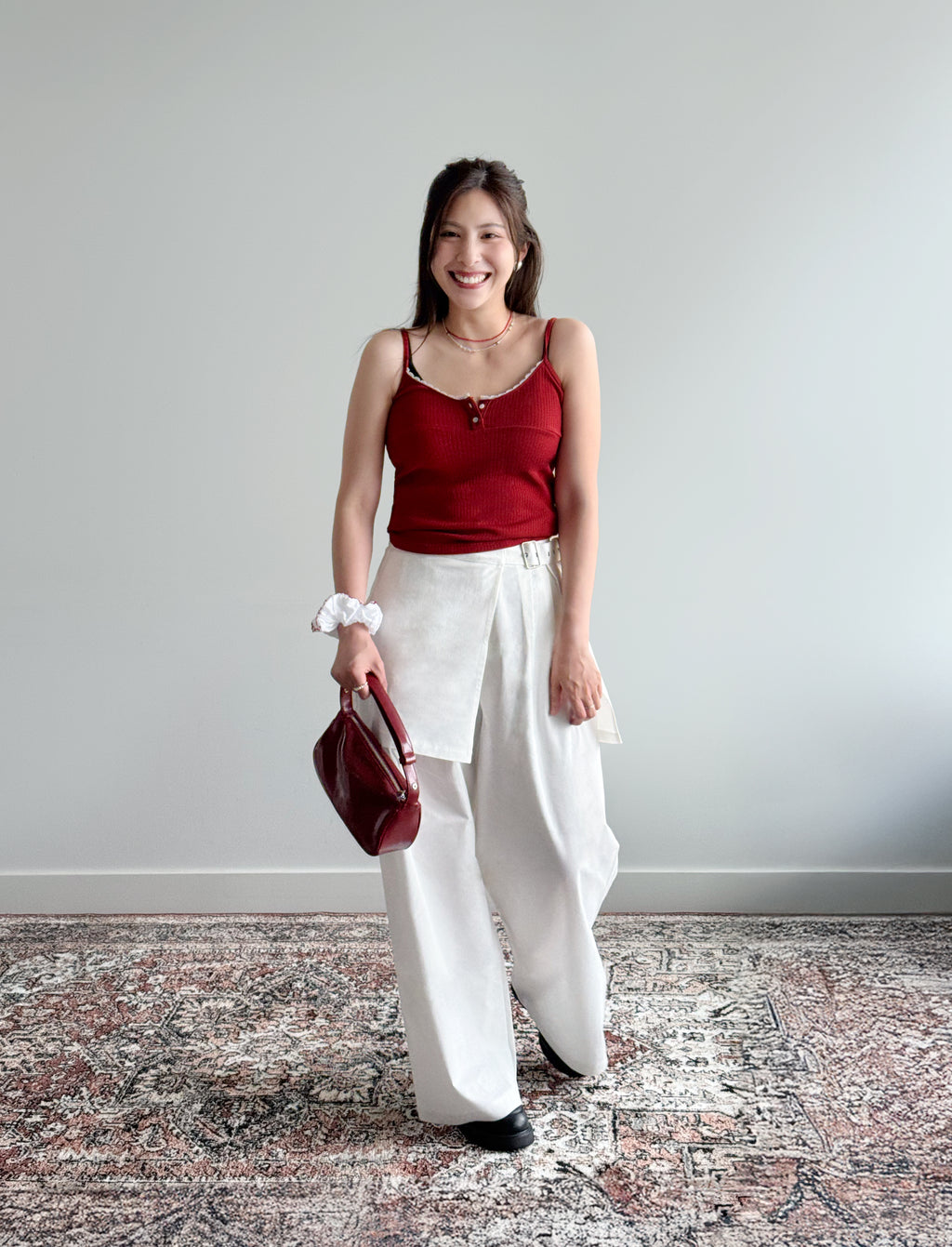 Soft Stretch Ribbed Top - Red