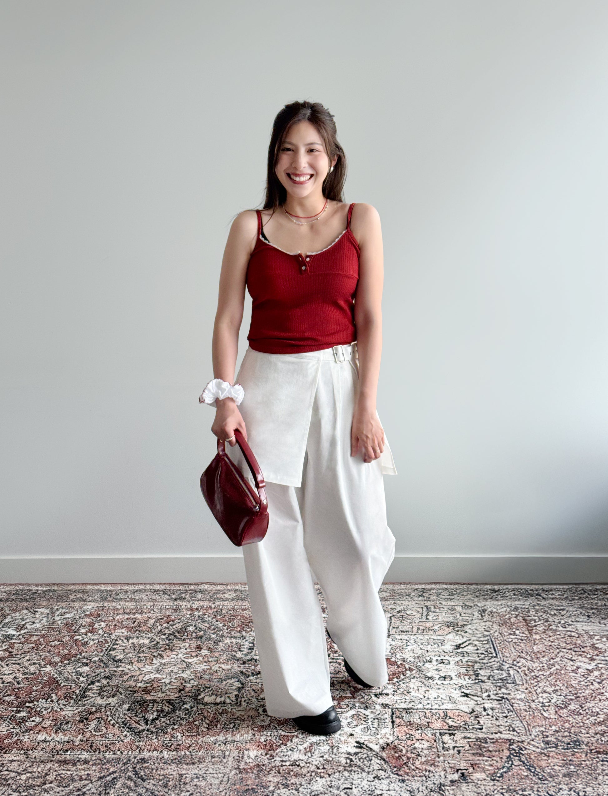 Soft Stretch Ribbed Top - Red