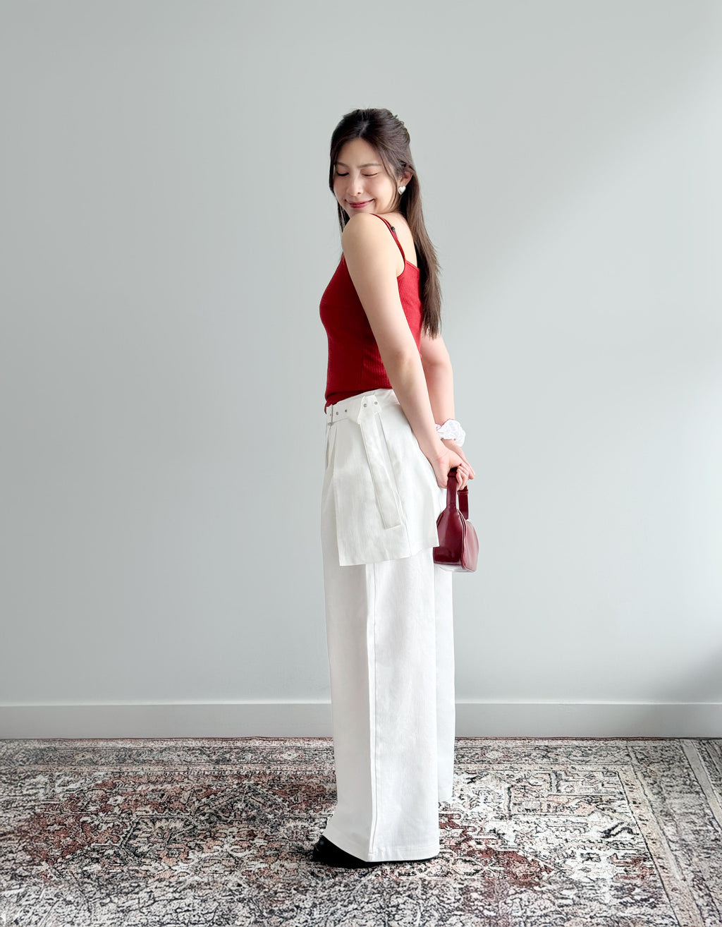 Soft Stretch Ribbed Top - Red