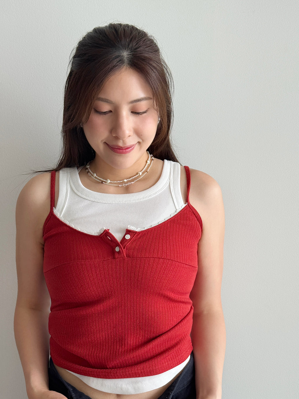 Soft Stretch Ribbed Top - Red