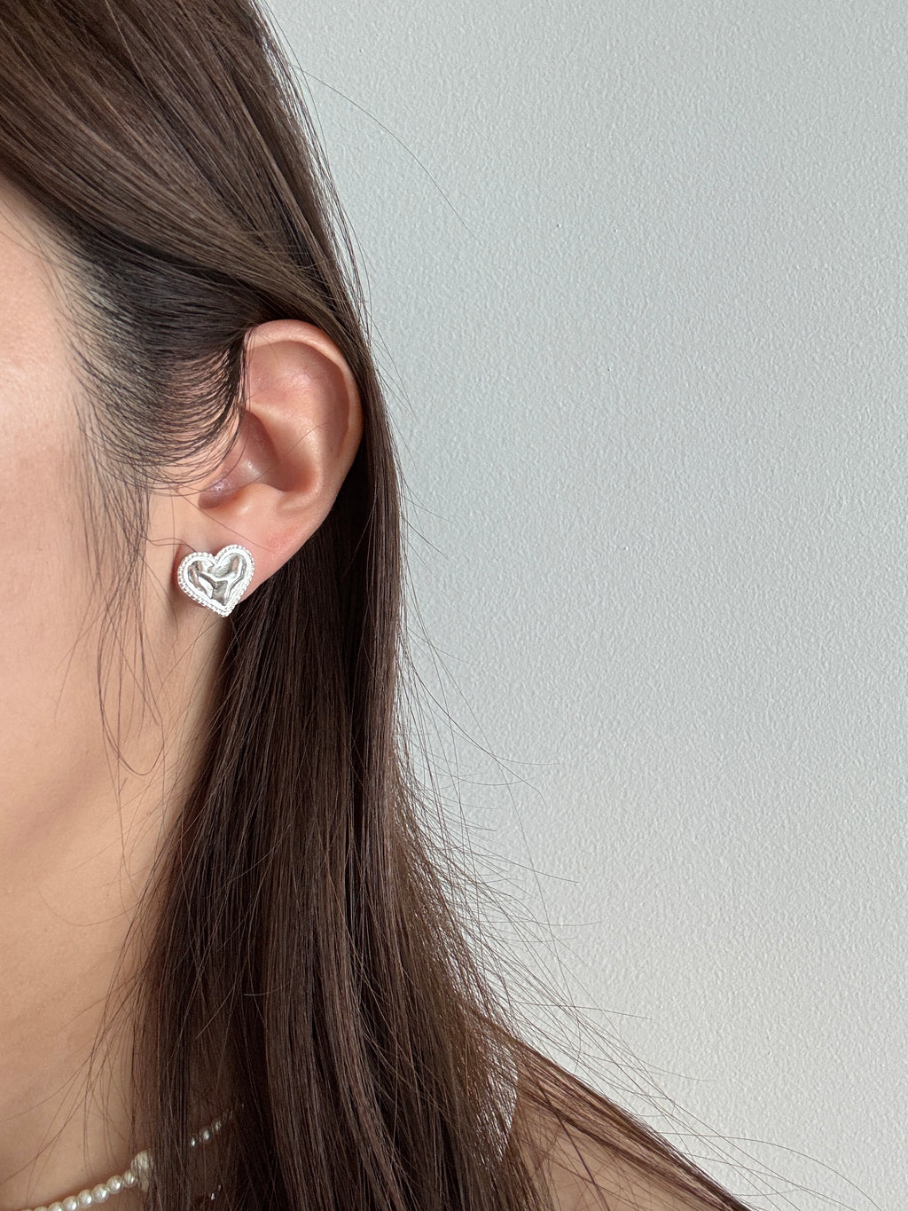 Texture Heart Silver Earrings