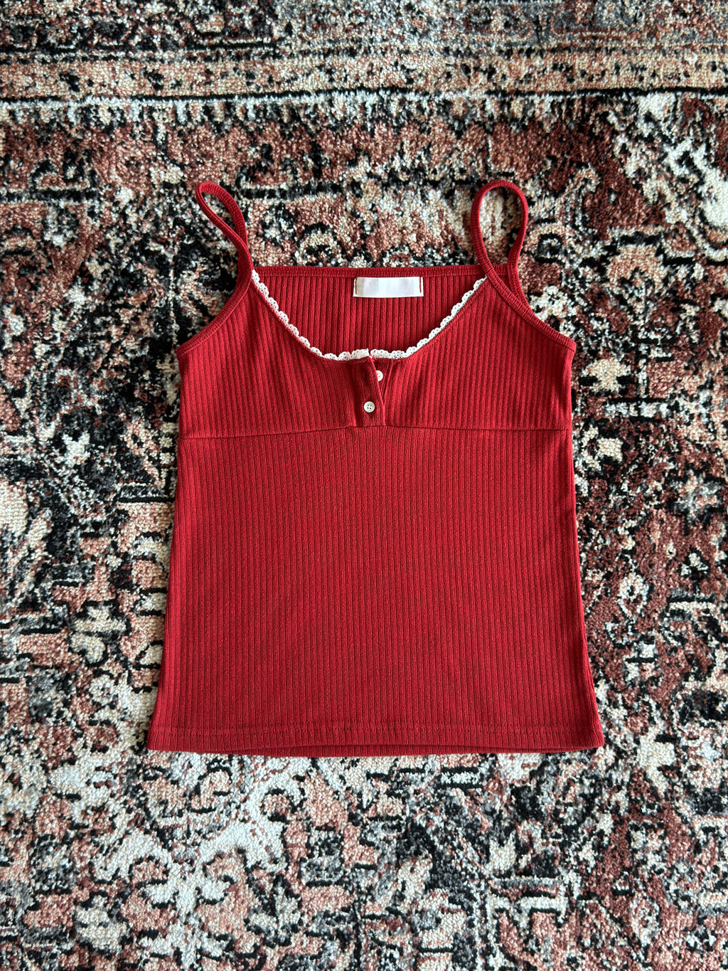 Soft Stretch Ribbed Top - Red