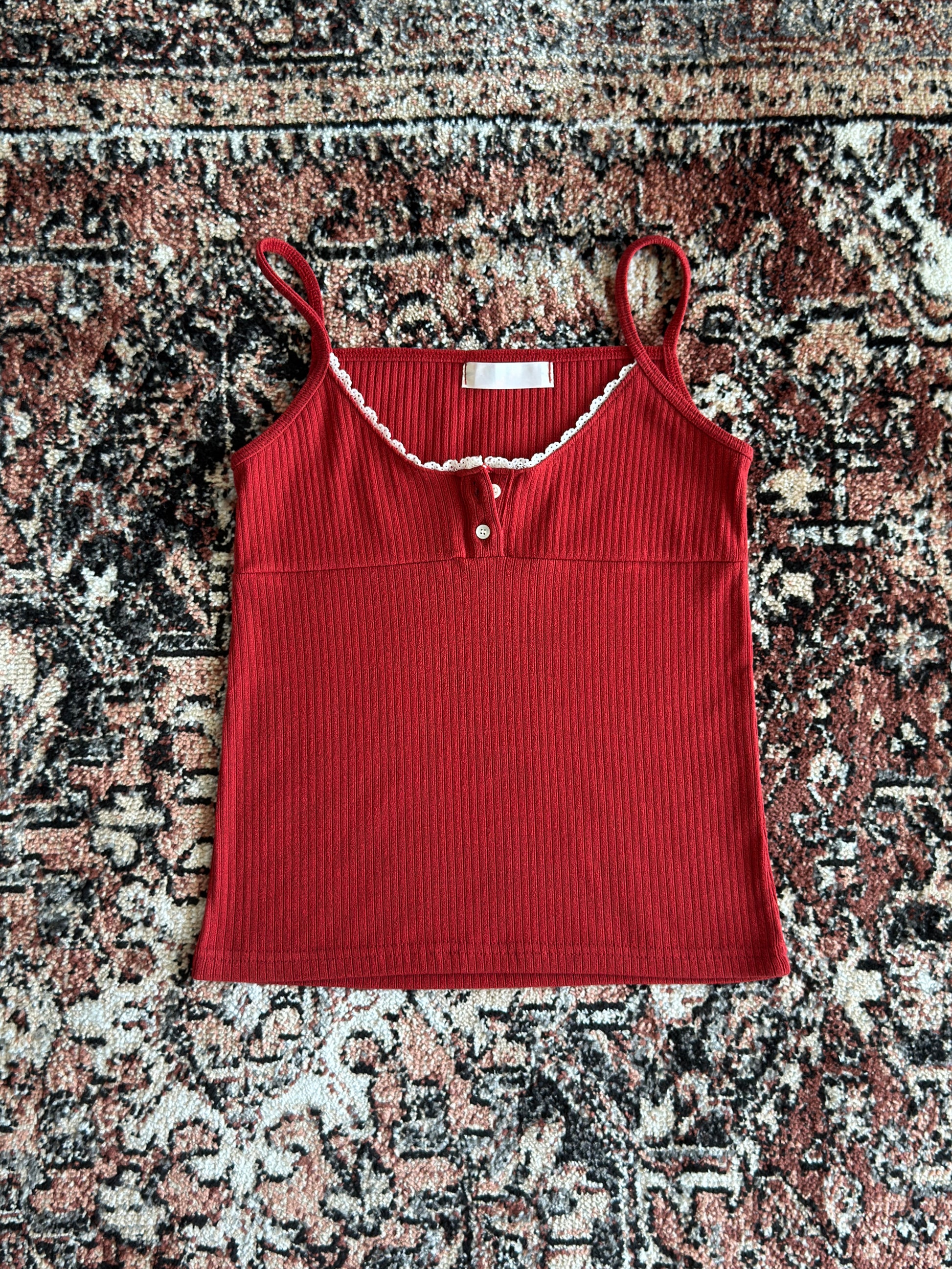 Soft Stretch Ribbed Top - Red