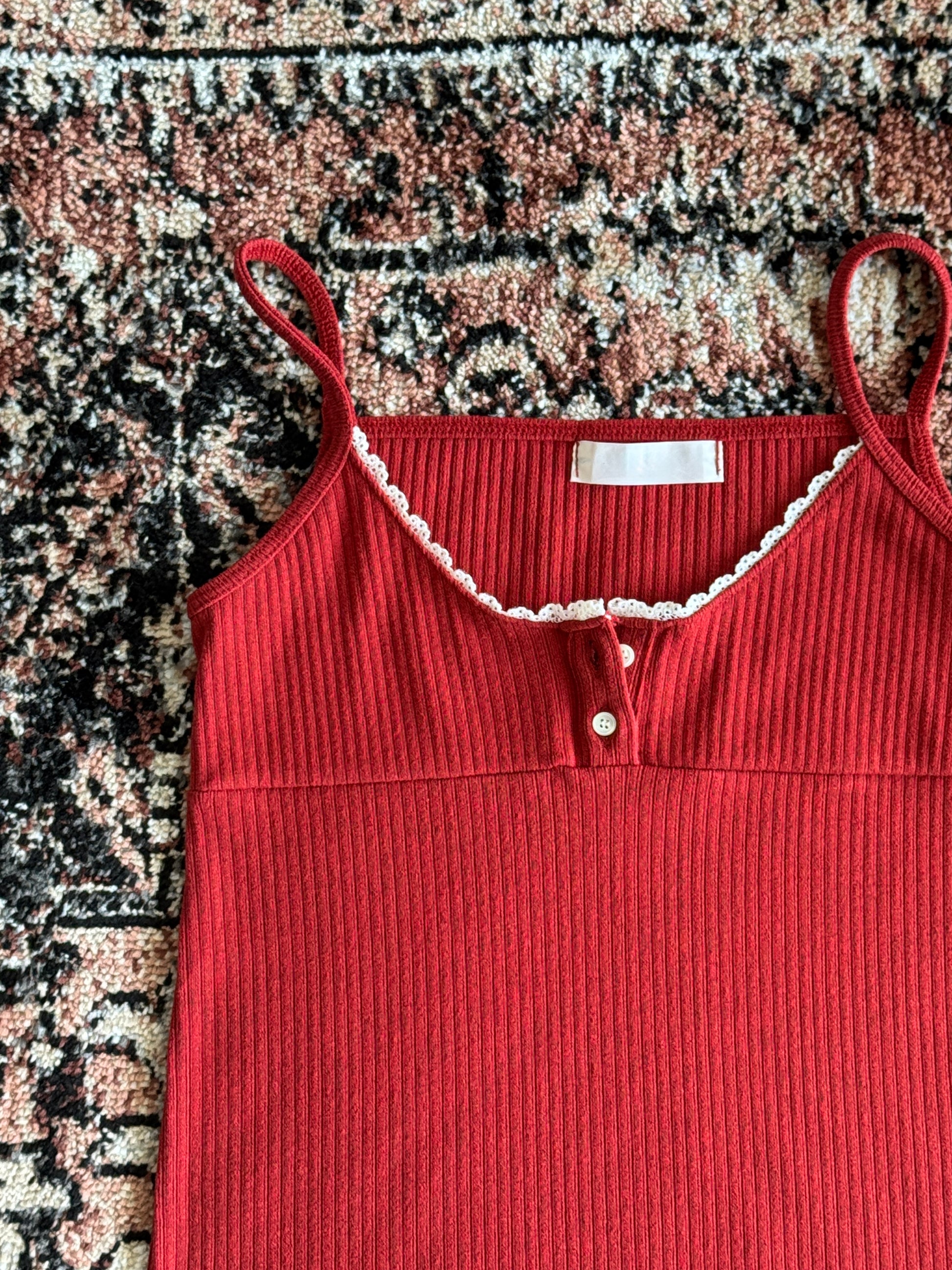 Soft Stretch Ribbed Top - Red