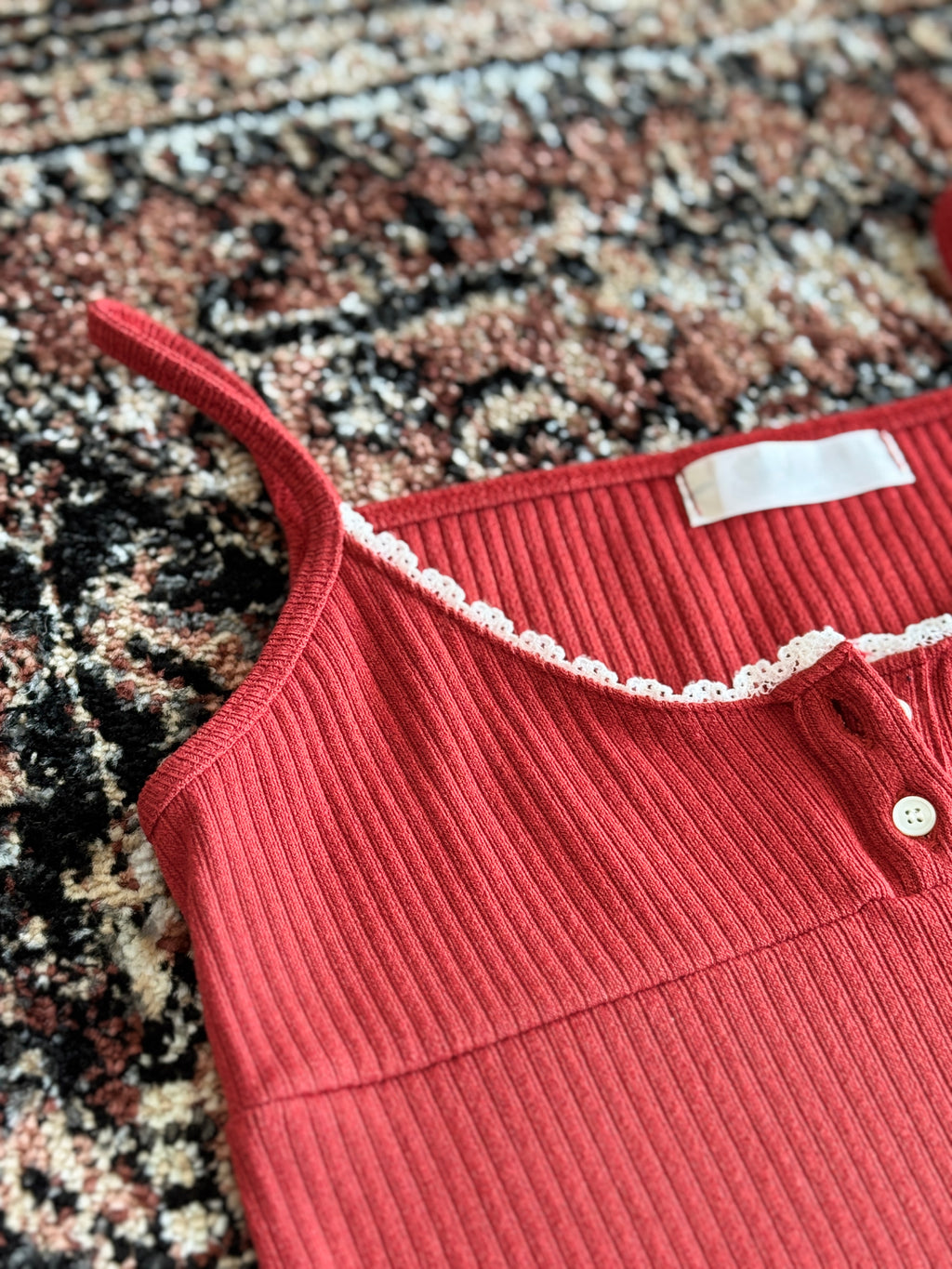 Soft Stretch Ribbed Top - Red