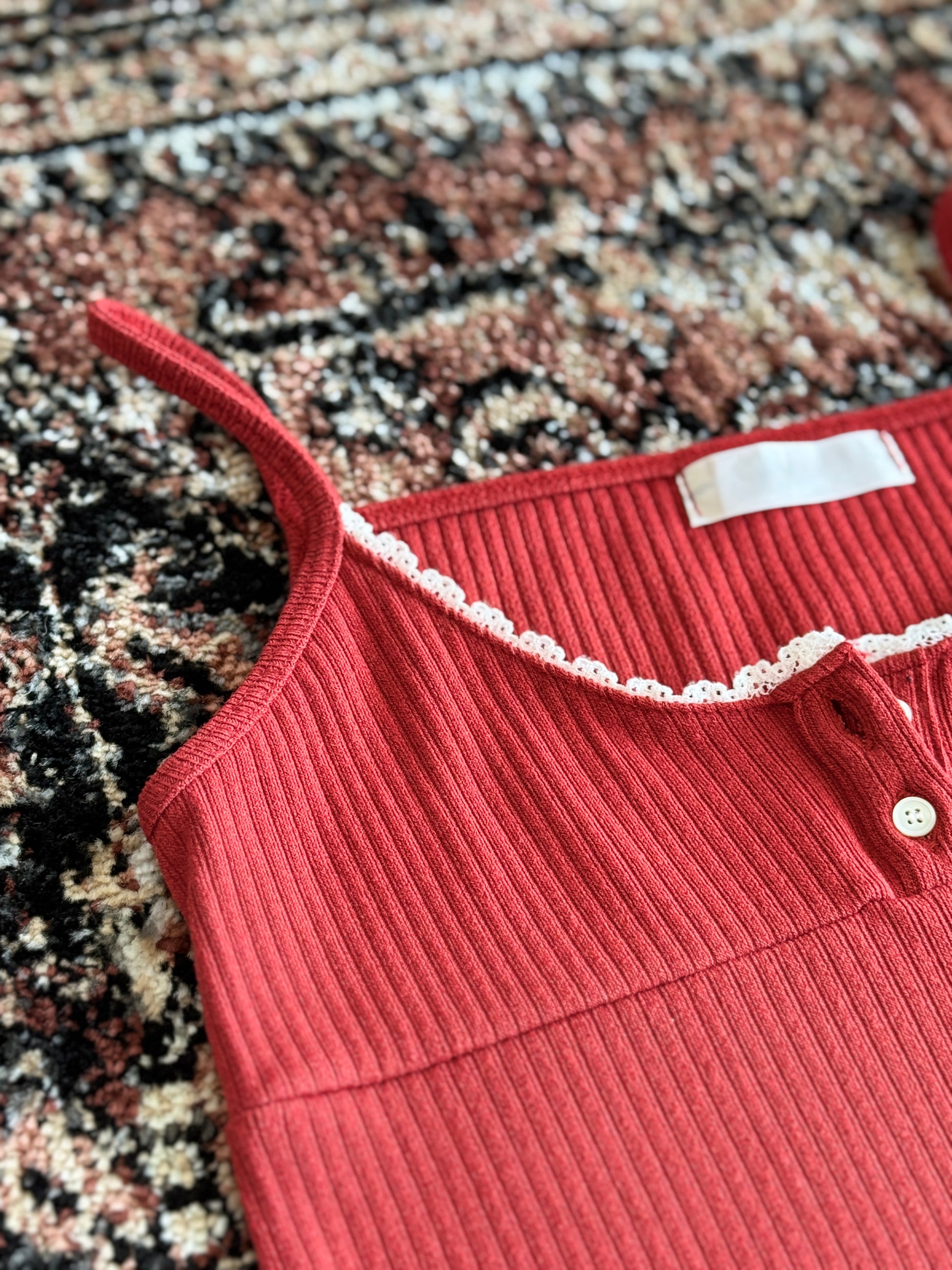 Soft Stretch Ribbed Top - Red