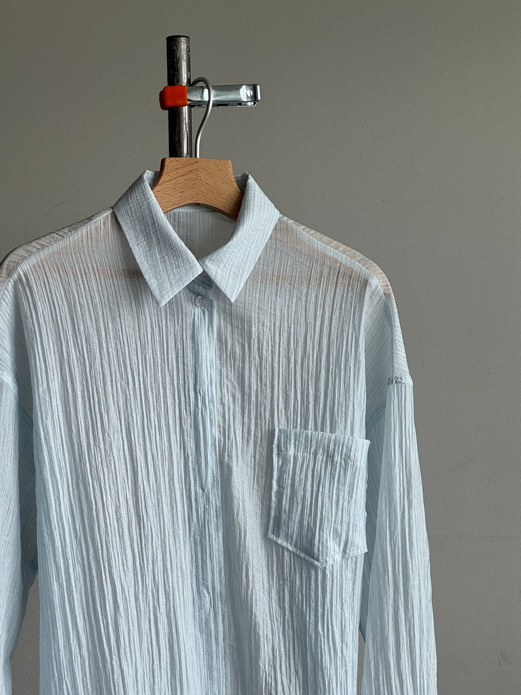 Breezy Textured Shirt with Tie Detail - Blue