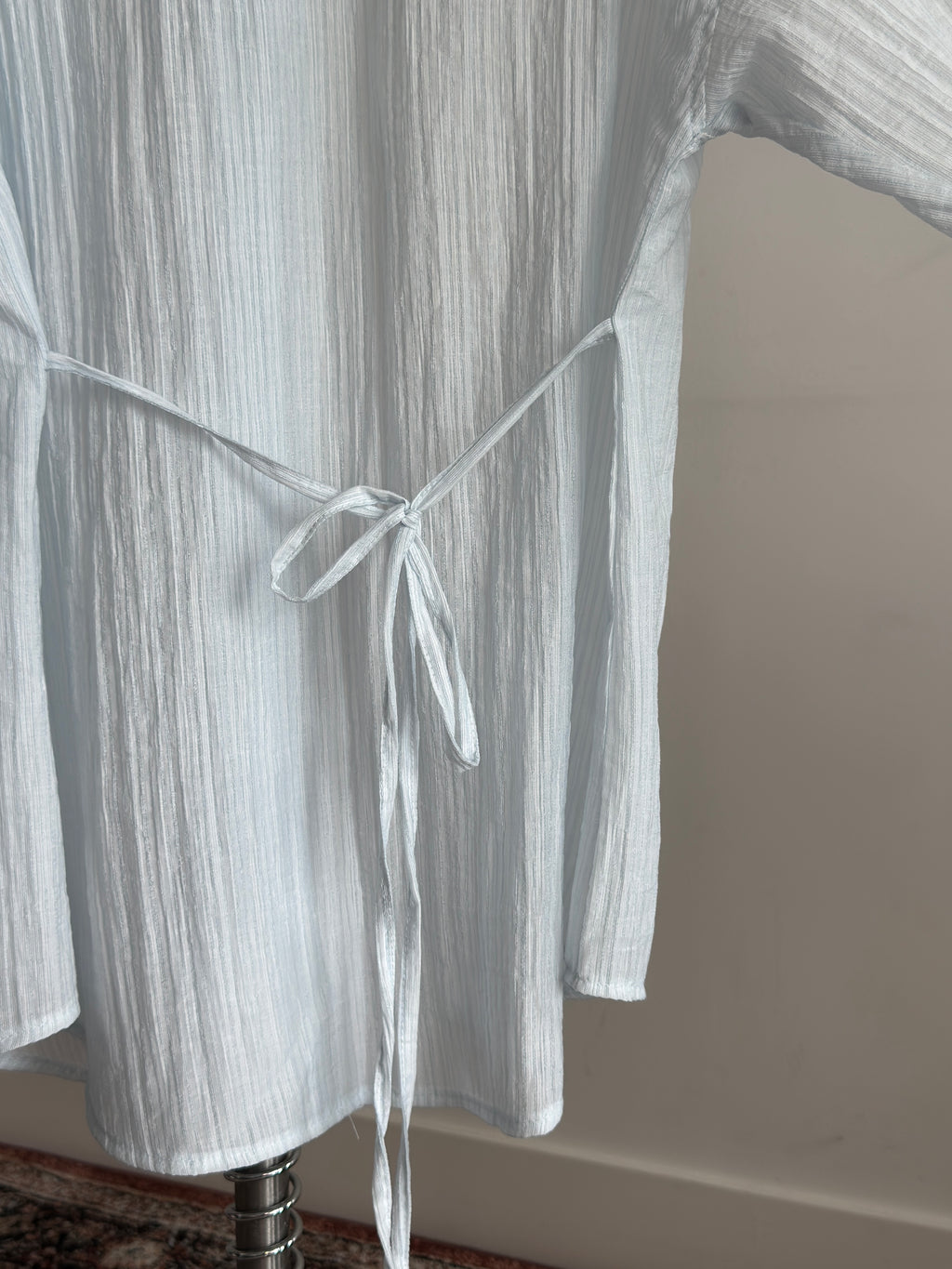 Breezy Textured Shirt with Tie Detail - Blue