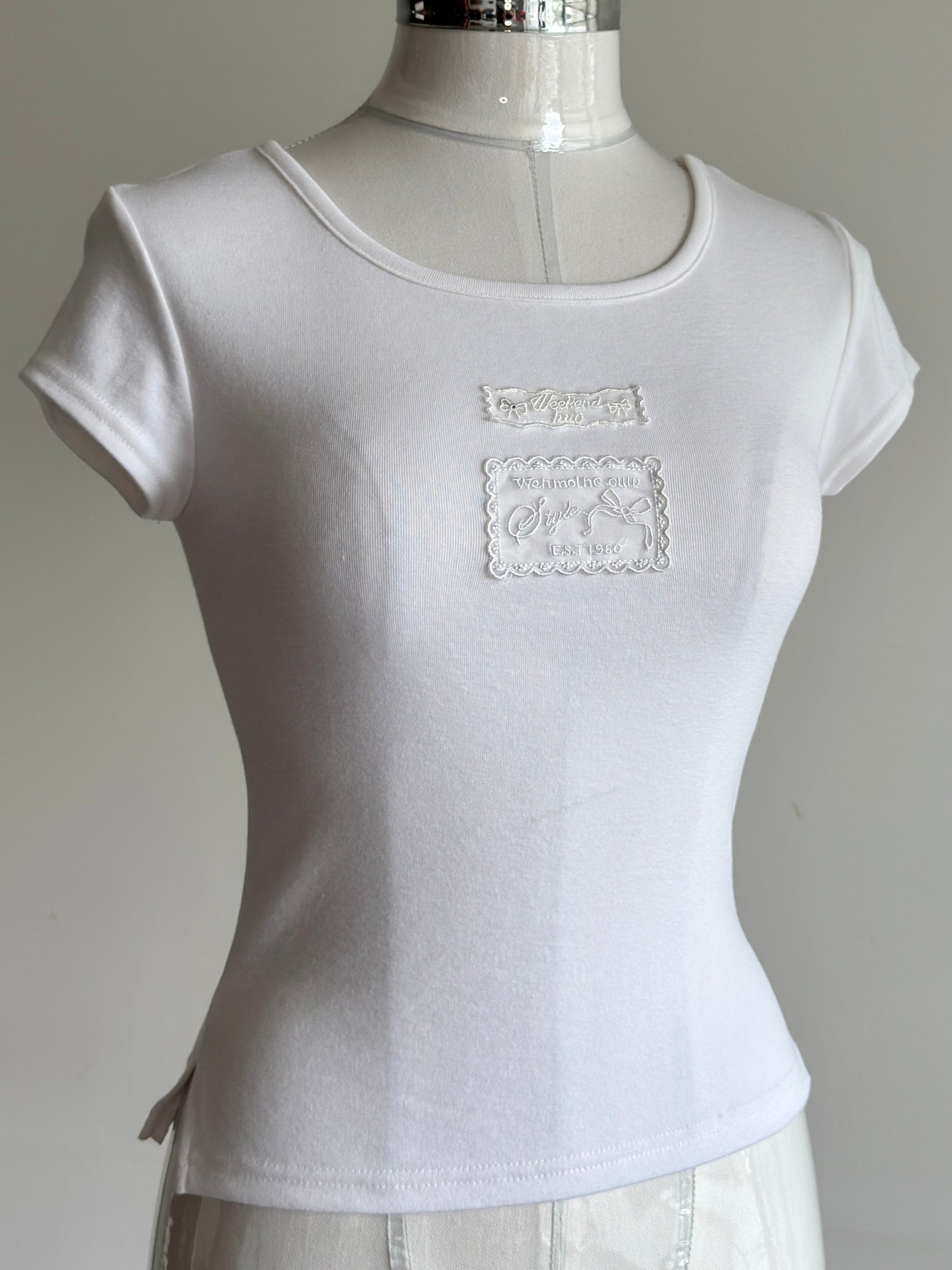 Soft Lace Patch Embroidered Tee