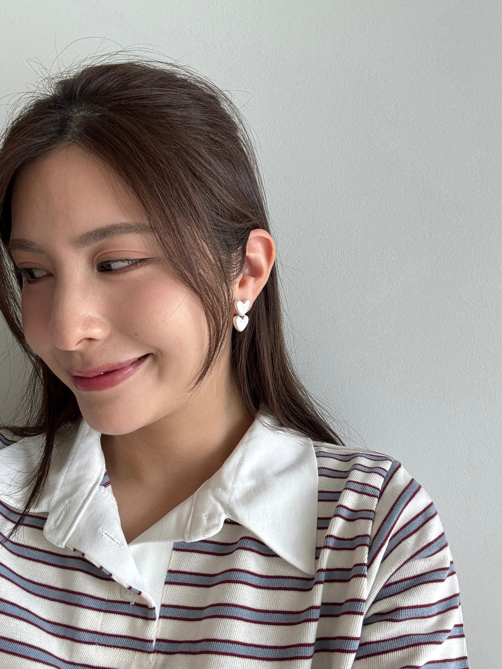 Double Heart Sliver Earrings