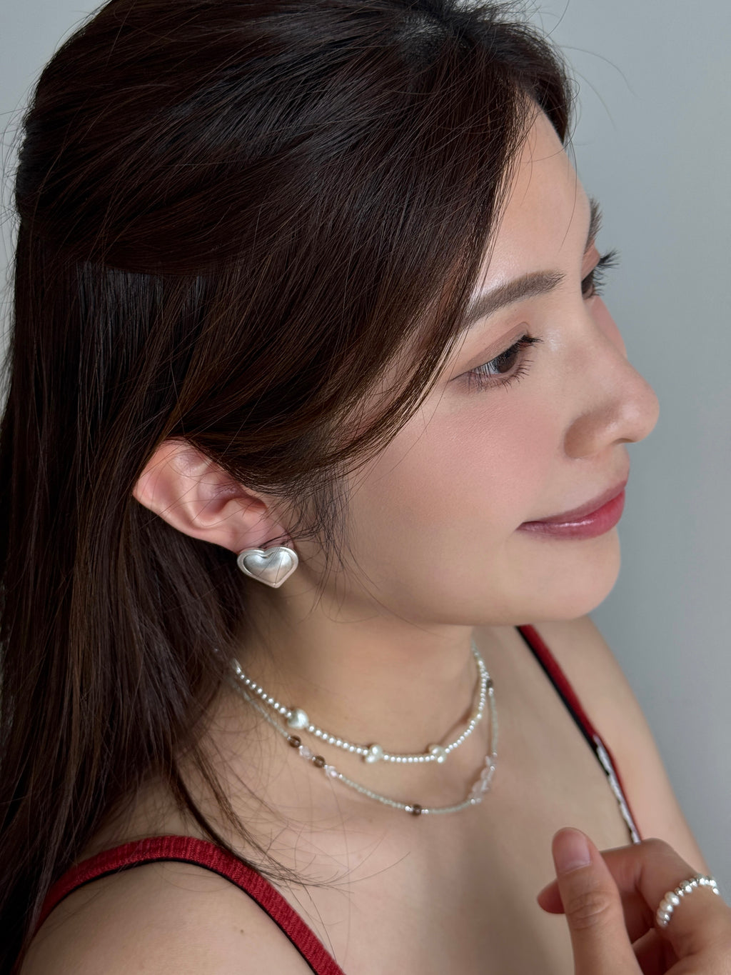 Puff Heart Silver Earrings