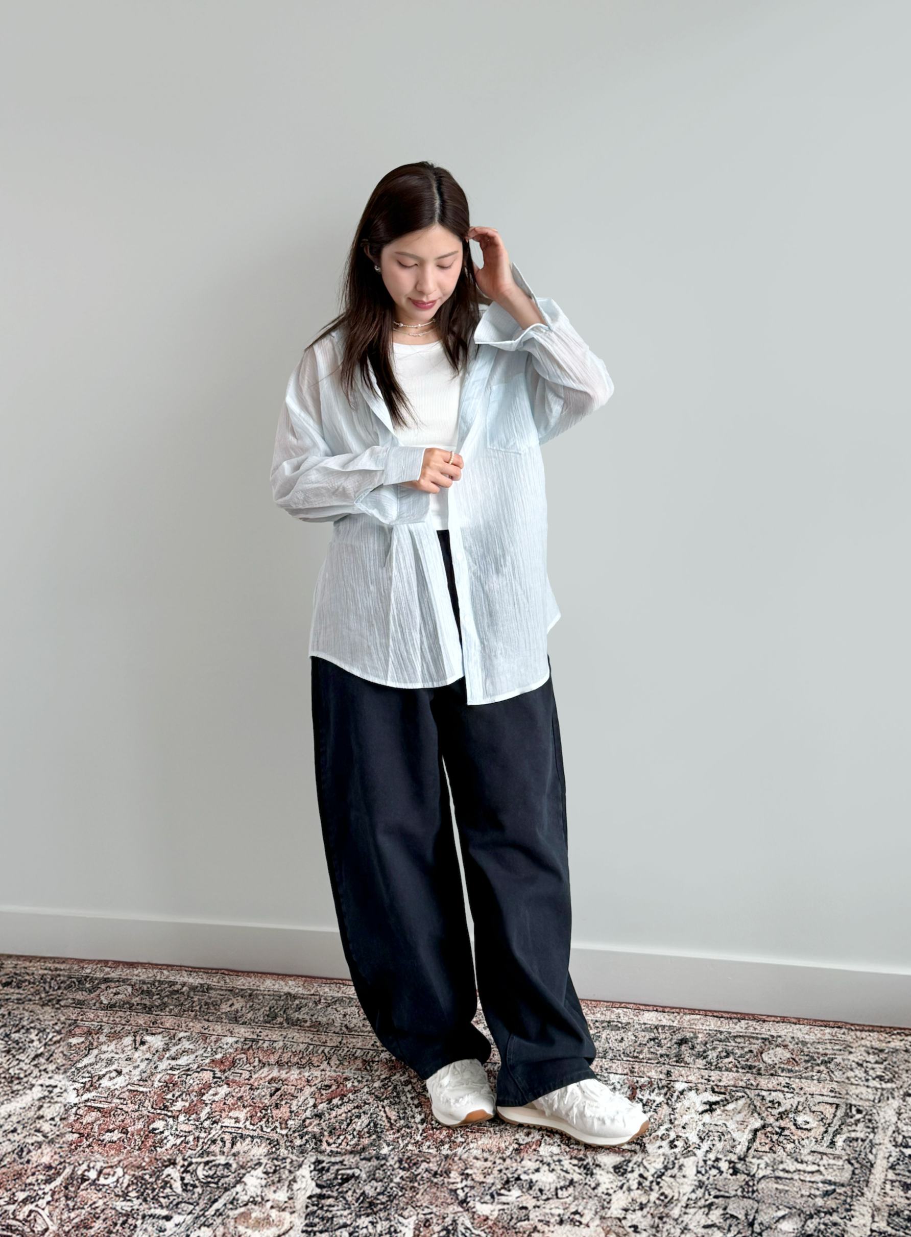 Breezy Textured Shirt with Tie Detail - Blue