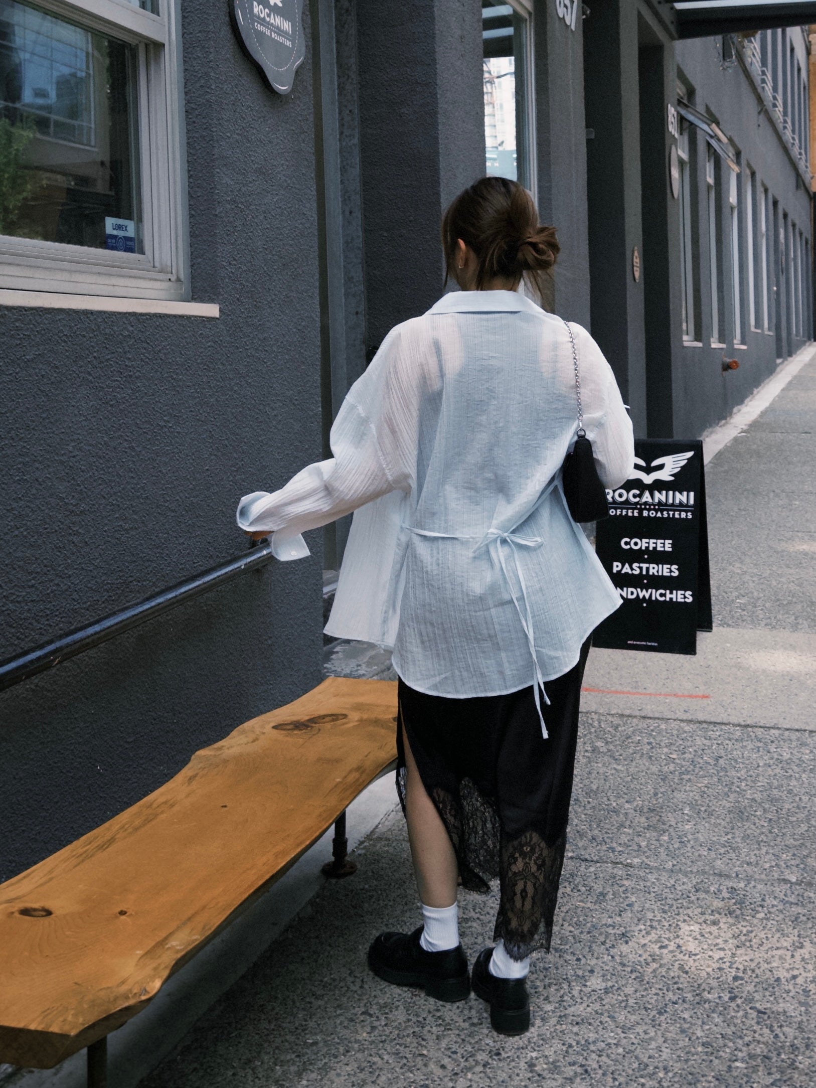 Breezy Textured Shirt with Tie Detail - Blue